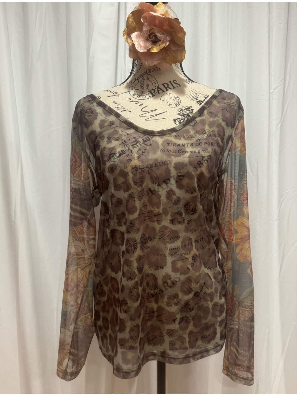 A Rare Bird Sheer Leopard Floral Top